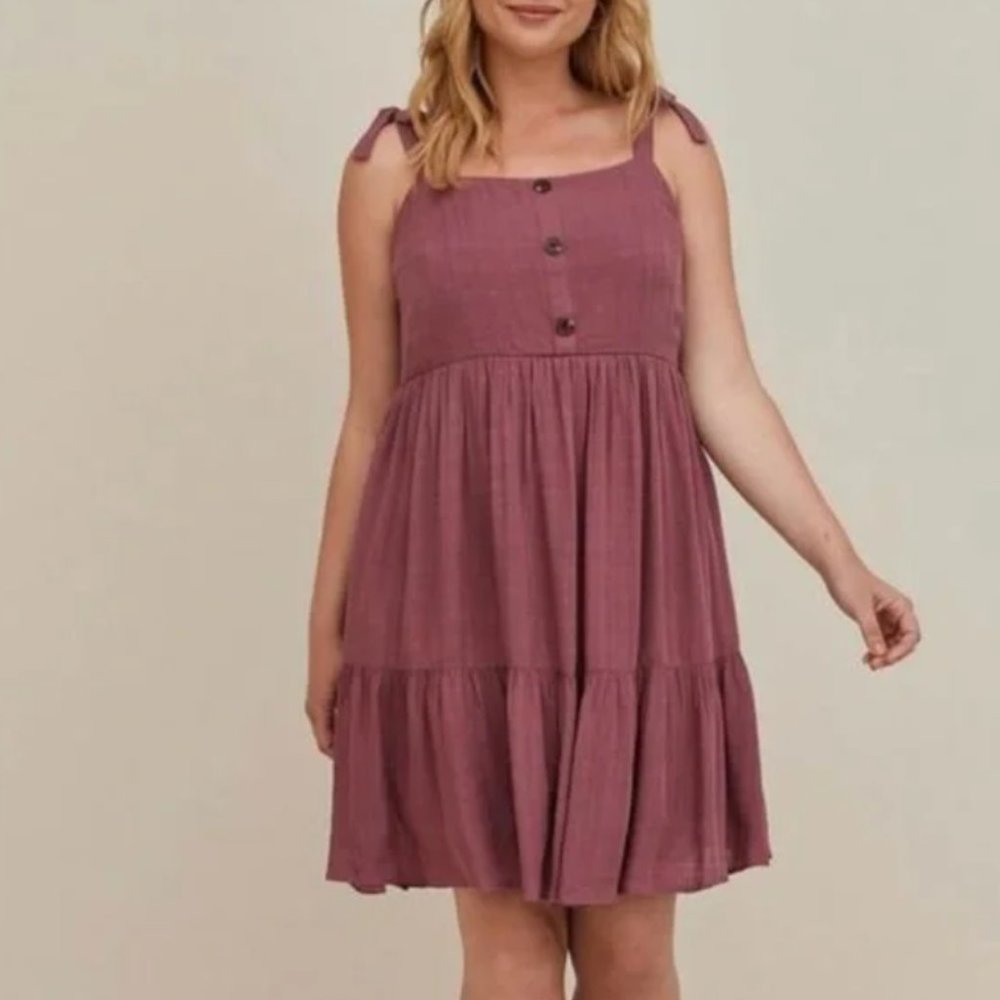 torrid Mauve Tiered Tie-Shoulder Sundress